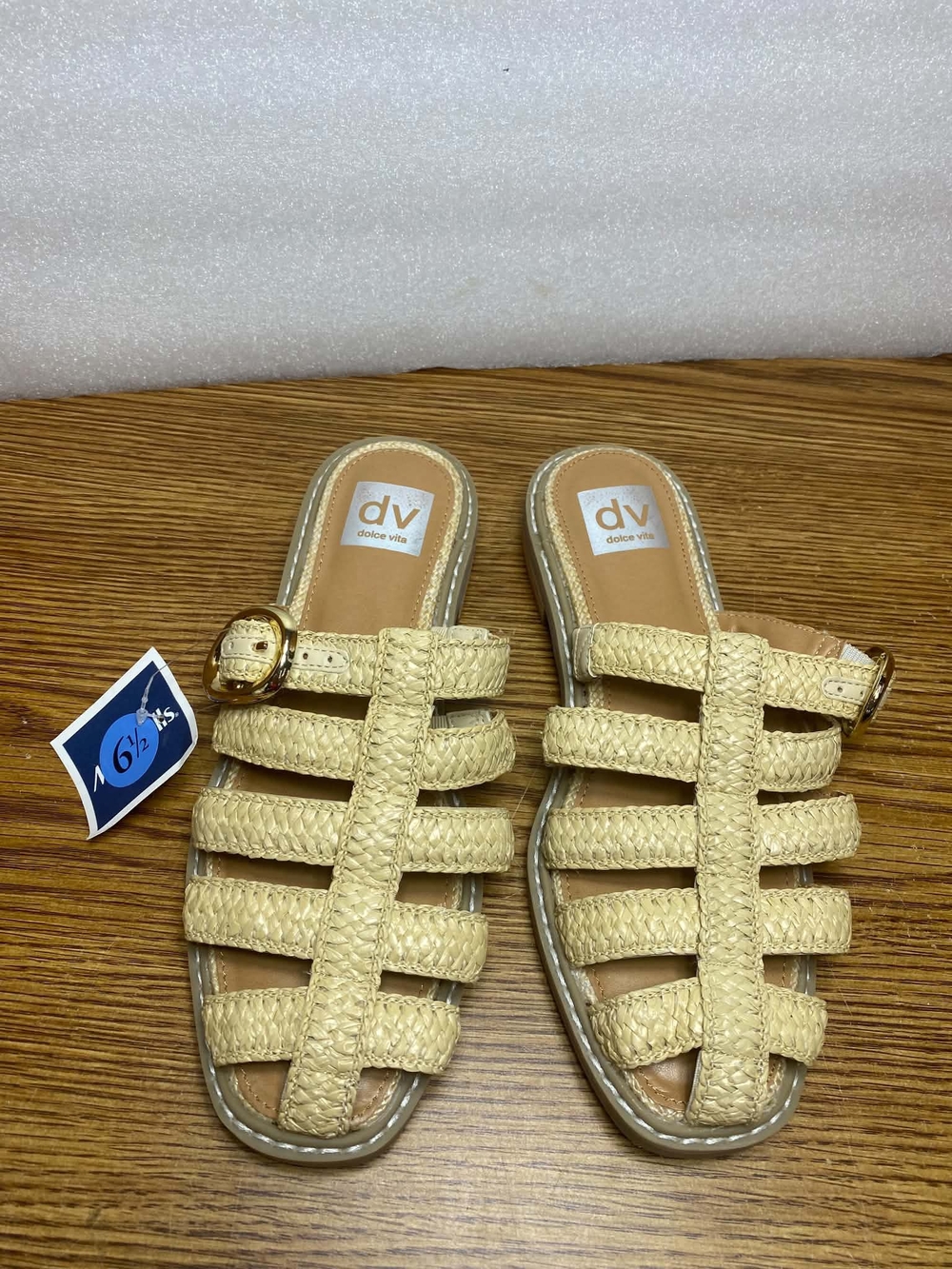New DV Dolce Vita Women's Fyona Raffia Sandals Slides Size 6.5 M Slip On Cream